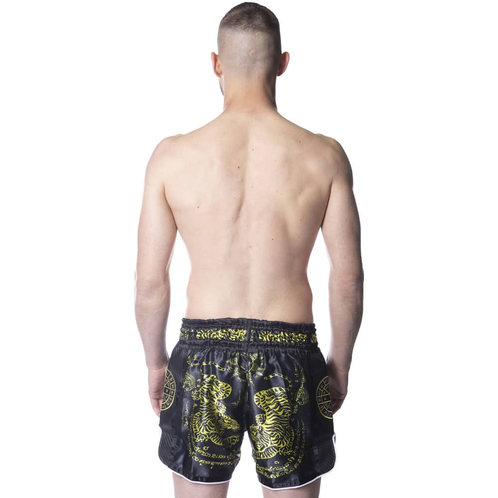 8 WEAPONS Sak Yant Tigers Neon – Muay Thai Shorts Carbon – Black – 8 ...